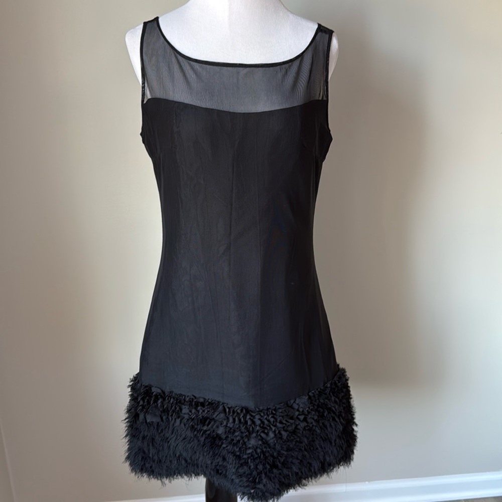 Elegant Black Mini Dress with Sheer Detail